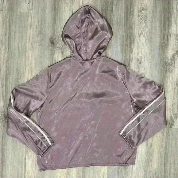 NY Jeans New York & Company Women’s Satin Hooded Zip Up Jacket Purple Size L - Picture 1 of 7
